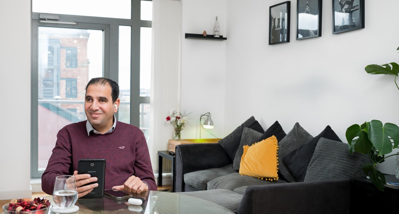 Man studying from home