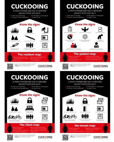 Four cuckooing posters for stakeholders