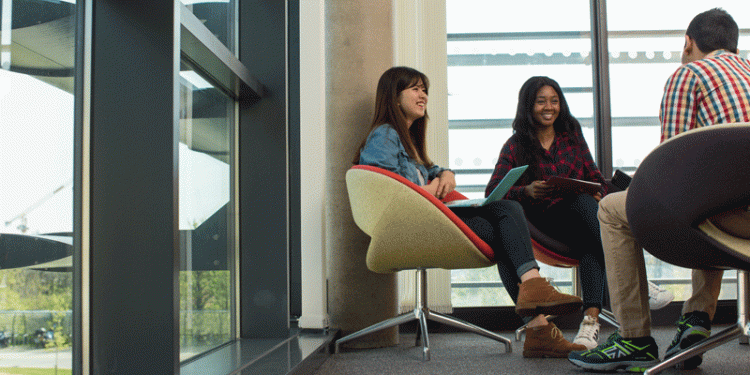 Students in the Liberty Building