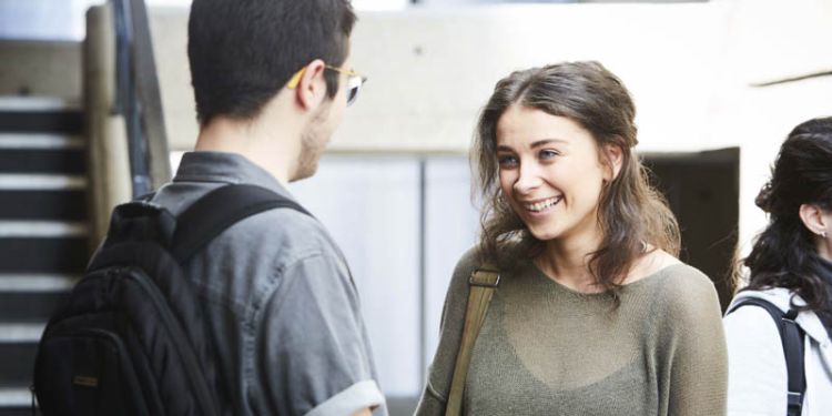 Students catching up outside lectures