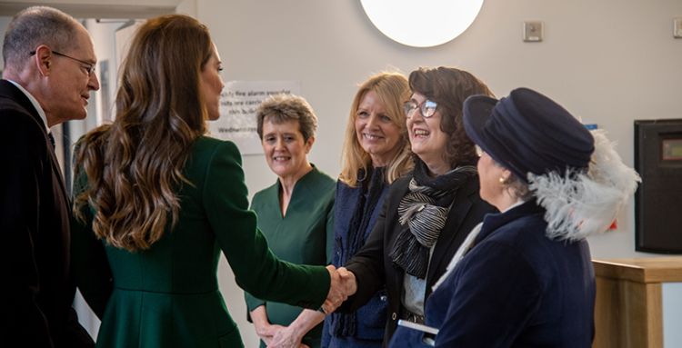 Princess of Wales greets five dignitaries from the city and University.