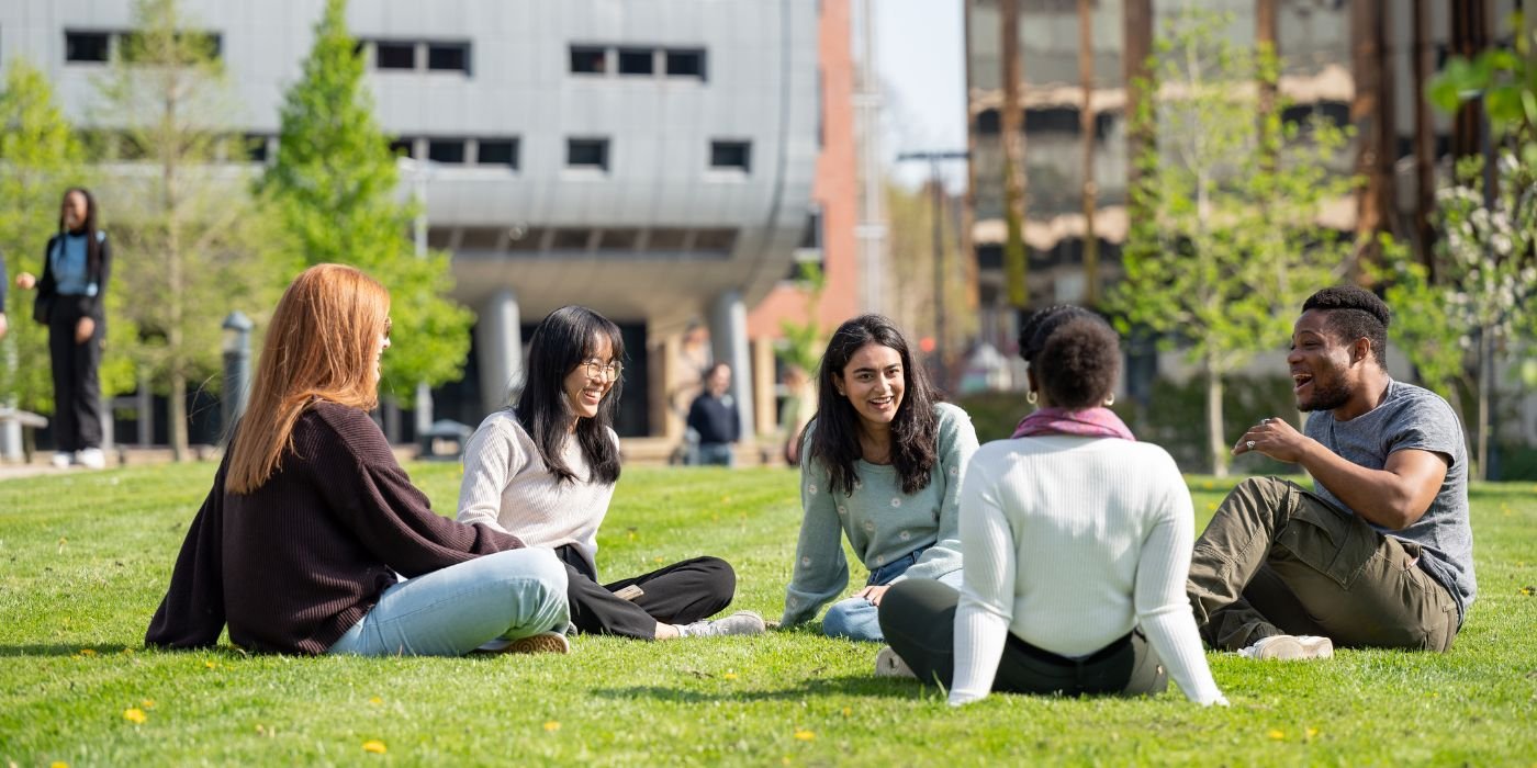 Students outside Liberty building