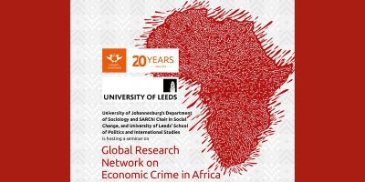 Thumbnail of a poster advertising a joint workshop on economic crime in Africa between the University of Johannesburg and the University of Leeds
