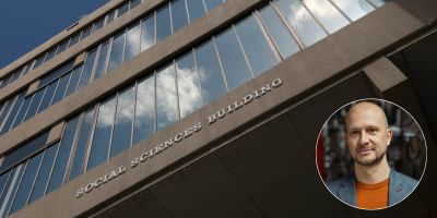 Social Science Building and Mark Davis