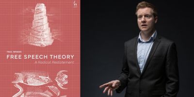 Portrait of Professor Wragg next to the front cover of his new book.