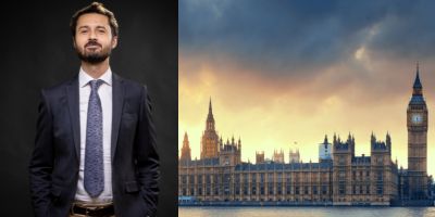 Image of Paulo Sandro alongside the image of Houses of Parliament