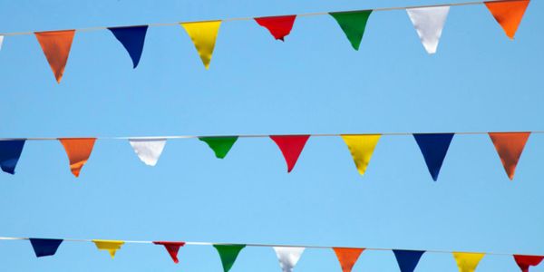 Flags outside the students union building, University of Leeds