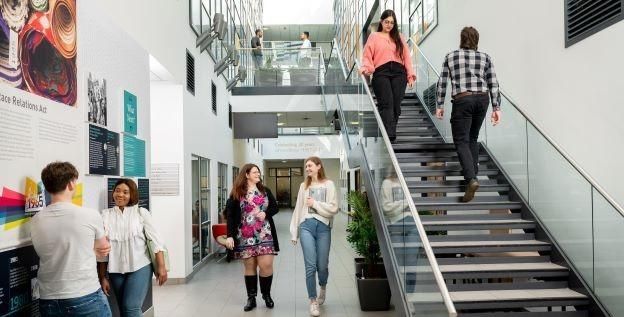 Students in Liberty Building