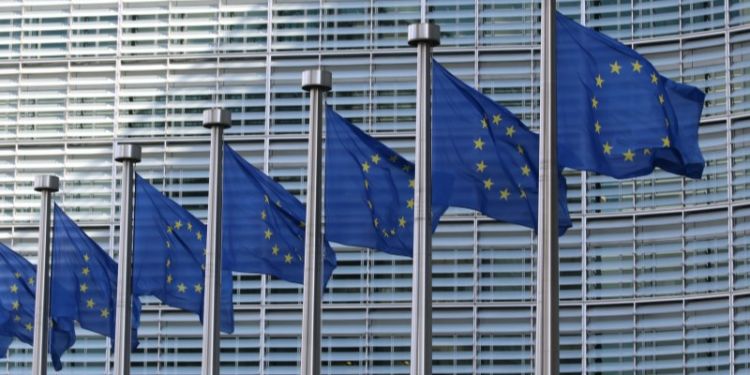 EU flags outside the European Commission