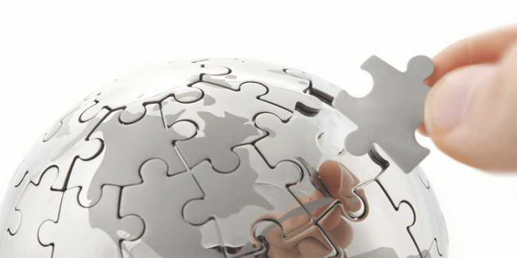 silver jigsaw globe