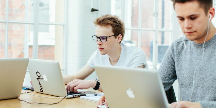 Students using laptops