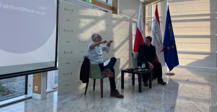 Photograph of Prof. Maurizio Carbone, Professor of International Relations and Development at the University of Glasgow, (left) and Professor Lightfoot (right).