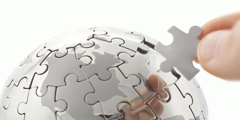 silver jigsaw globe
